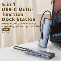LDNIO docking station DS-15H, 5 θυρών, USB-C σύνδεση, 4K, 100W PD, γκρι Docking Station Docking Station 2
