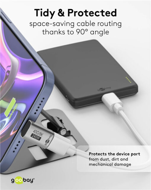 GOOBAY αντάπτορας USB-C 74442, γωνιακός 90°, USB4, 240W, 40Gbps, 8K, γκρι USB-C (Type-C) USB-C 2