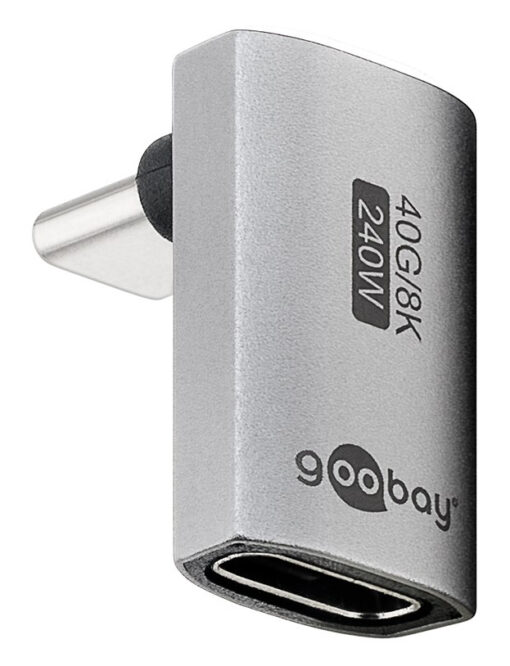 GOOBAY αντάπτορας USB-C 74442, γωνιακός 90°, USB4, 240W, 40Gbps, 8K, γκρι USB-C (Type-C) USB-C