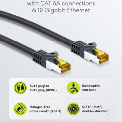 GOOBAY καλώδιο δικτύου 91581, CAT 7 S/FTP, copper, 500MHz, 0.50m, μαύρο Δίκτυο Cat 7 2