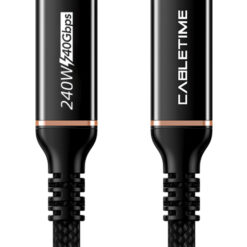 CABLETIME καλώδιο USB-C σε USB-C CT-USB4, 240W, 40Gbps, 8K/60Hz, USB4, 1m, μαύρο USB-C (Type-C) USB-C