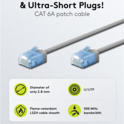 GOOBAY καλώδιο δικτύου 74220, CAT 6A U/UTP, slim, copper, 500MHz, 0.25m, γκρι Δίκτυο Cat 6a 2