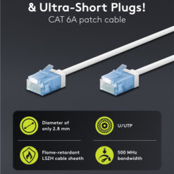 GOOBAY καλώδιο δικτύου 74285, CAT 6A U/UTP, slim, copper, 500MHz, 0.5m, λευκό Δίκτυο Cat 6a 2