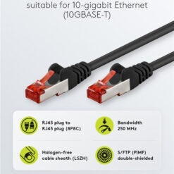 GOOBAY καλώδιο δικτύου 92459, CAT 6 S/FTP, copper, 250MHz, 0.15m, μαύρο Δίκτυο Cat 6 2