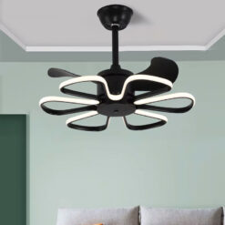 POWERTECH ανεμιστήρας οροφής HLL-0174 με LED φως, 96W, Φ55x35cm, μαύρος Σπίτι & Gadgets Ενσωματωμένο LED 2