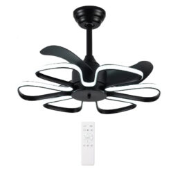 POWERTECH ανεμιστήρας οροφής HLL-0174 με LED φως, 96W, Φ55x35cm, μαύρος Σπίτι & Gadgets Ενσωματωμένο LED