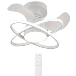 POWERTECH ανεμιστήρας οροφής HLL-0177 με LED φως, 96W, Φ60x28cm, λευκός Σπίτι & Gadgets Ενσωματωμένο LED