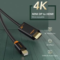 CABLETIME καλώδιο mini DisplayPort σε HDMI CT-AV588-03G4K, 4K/30Hz, 1.8m, μαύρο Εικόνα 4K 2