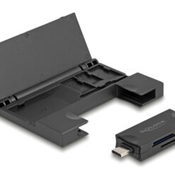 DELOCK card reader 91014 για SD & micro SD, με θήκη, USB/USB-C, 5Gbps, μαύρο USB Hubs - Card Readers Card Reader
