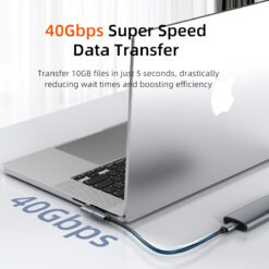 CABLETIME αντάπτορας USB-C CT-OTG41-AG, γωνιακός, USB4, 240W, 40Gbps, 8K, γκρι USB-C (Type-C) USB-C 2