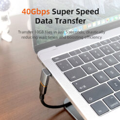 CABLETIME αντάπτορας USB-C CT-OTG42-AG, γωνιακός, USB4, 240W, 40Gbps, 8K, γκρι USB-C (Type-C) USB-C 2
