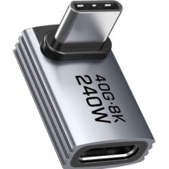 CABLETIME αντάπτορας USB-C CT-OTG42-AG, γωνιακός, USB4, 240W, 40Gbps, 8K, γκρι USB-C (Type-C) USB-C