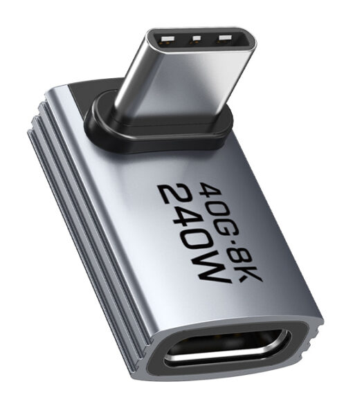 CABLETIME αντάπτορας USB-C CT-OTG42-AG, γωνιακός, USB4, 240W, 40Gbps, 8K, γκρι USB-C (Type-C) USB-C