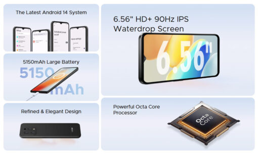 DOOGEE smartphone N55, 6.56", 4/128GB, 5150mAh, μαύρο Mobile 6" και άνω 2