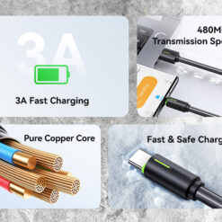 USAMS καλώδιο USB-C σε USB US-SJ732, 3A, 480Mbps, 1m, λευκό USB-C (Type-C) USB-C 2