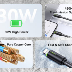 USAMS καλώδιο Lightning σε USB-C US-SJ735, 30W, 480Mbps, 1m, λευκό USB-C (Type-C) USB-C 2
