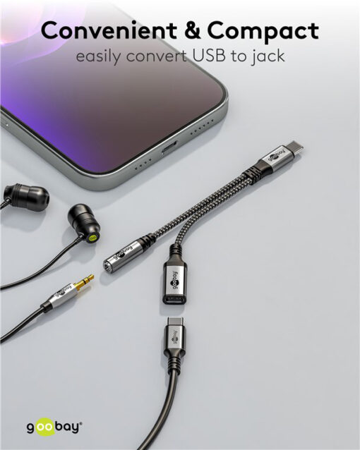GOOBAY αντάπτορας USB-C σε 3.5mm & USB-C 74524, 60W, 480Mbps, γκρι USB-C (Type-C) USB-C 2