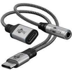 GOOBAY αντάπτορας USB-C σε 3.5mm & USB-C 74524, 60W, 480Mbps, γκρι USB-C (Type-C) USB-C