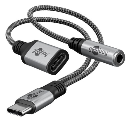 GOOBAY αντάπτορας USB-C σε 3.5mm & USB-C 74524, 60W, 480Mbps, γκρι USB-C (Type-C) USB-C