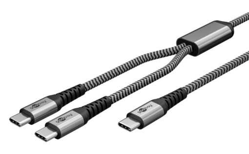 GOOBAY καλώδιο USB-C σε 2x USB-C 75739, 60W, 480Mbps, 1.5m, γκρι USB-C (Type-C) USB-C