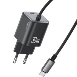 USAMS φορτιστής τοίχου CC264 με καλώδιο, USB-C, 30W, GaN, μαύρος Mobile 1