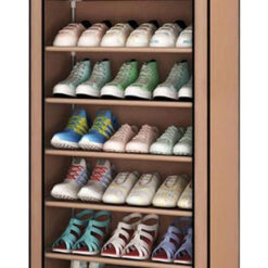 HOME USE υφασμάτινη παπουτσοθήκη HUH-0221 με 9 ράφια, 57x28x160cm, καφέ Οικιακός εξοπλισμός Οικιακός εξοπλισμός