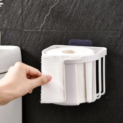 HOME USE επιτοίχια χαρτοθήκη μπάνιου HUH-0223 με αυτοκόλλητο, 11x14x13.5cm, λευκή Οικιακός εξοπλισμός Θήκη 2