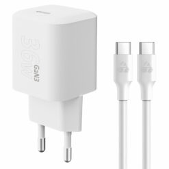 POWERTECH φορτιστής τοίχου PT-1350 με καλώδιο, USB-C, 36W, GaN, λευκός Mobile 1