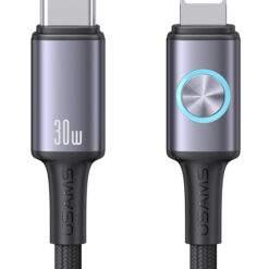 USAMS καλώδιο Lightning σε USB-C SJ753, 30W, 480Mbps, 1.2m, μαύρο USB-C (Type-C) USB-C