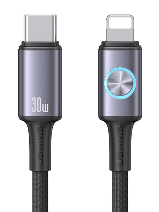 USAMS καλώδιο Lightning σε USB-C SJ753, 30W, 480Mbps, 1.2m, μαύρο USB-C (Type-C) USB-C