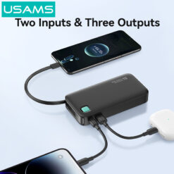 USAMS power bank CD224 με καλώδιο USB-C, 2x θύρες εξόδου, 10000mAh, 20W, μαύρο Mobile 5001 - 10000mAh 2