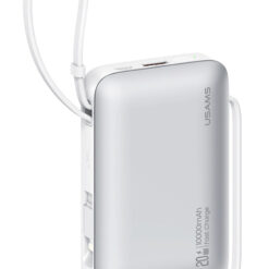 USAMS power bank CD228 με 2x καλώδια, 2x θύρες εξόδου, 10000mAh, 20W, ασημί Mobile 5001 - 10000mAh
