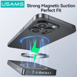 USAMS power bank CD242, magnetic wireless, USB-C έξοδος, 10000mAh, 20W, γκρι Mobile 5001 - 10000mAh 2