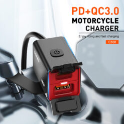 LDNIO φορτιστής μοτοσυκλέτας C108 με καλώδιο, USB/USB-C, 60W, μαύρος Mobile 2 2