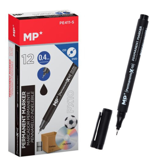 MP ανεξίτηλος μαρκαδόρος PE411-S για CD-DVD, 0.4mm, μαύρος, 12τμχ Αναλώσιμα - Είδη Γραφείου Αναλώσιμα - Είδη Γραφείου