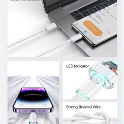 USAMS καλώδιο Lightning σε USB-C US-SJ659, 30W, 480Mbps, 1.2m, μαύρο USB-C (Type-C) USB-C 2