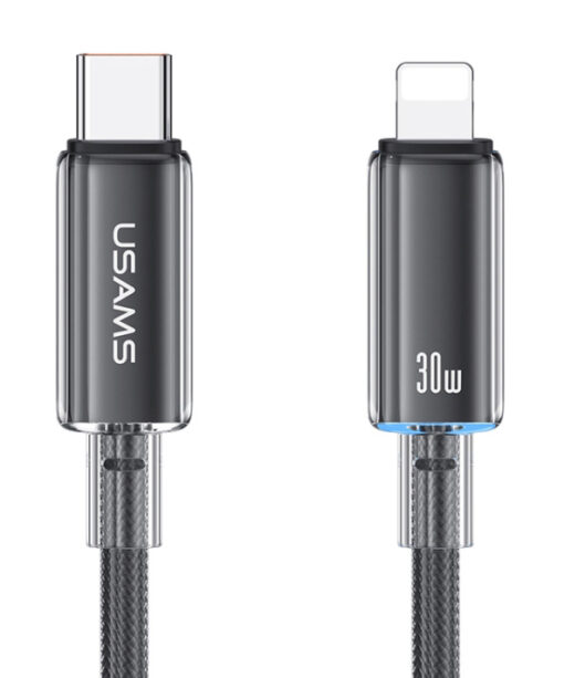USAMS καλώδιο Lightning σε USB-C US-SJ659, 30W, 480Mbps, 1.2m, μαύρο USB-C (Type-C) USB-C