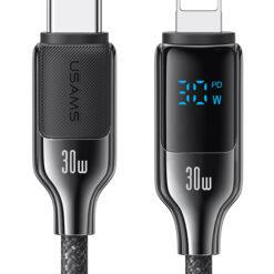 USAMS καλώδιο Lightning σε USB-C SJ741, 30W, 480Mbps, 1.2m, μαύρο USB-C (Type-C) USB-C
