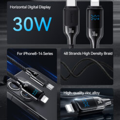 USAMS καλώδιο Lightning σε USB-C SJ741, 30W, 480Mbps, 1.2m, λευκό USB-C (Type-C) USB-C 2