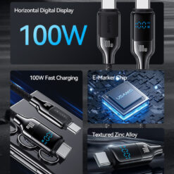 USAMS καλώδιο USB-C SJ742, 100W, 480Mbps, 1.2m, μαύρο USB-C (Type-C) USB-C 2