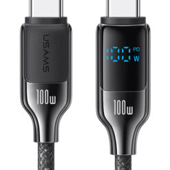 USAMS καλώδιο USB-C SJ742, 100W, 480Mbps, 1.2m, μαύρο USB-C (Type-C) USB-C