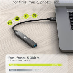 GOOBAY USB hub 74456, 4x θυρών, USB 3.2, 5Gbps, USB σύνδεση, γκρι USB Hubs - Card Readers USB Hub 2