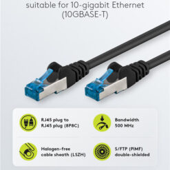 GOOBAY καλώδιο δικτύου 93685, CAT 6A S/FTP, 500MHz, Copper, 1m, μαύρο Δίκτυο Cat 6a 2