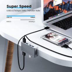 ORICO USB hub MH4PU-P με σφιγκτήρα, 4x θυρών, 5Gbps, USB σύνδεση, ασημί USB Hubs - Card Readers USB Hub 2