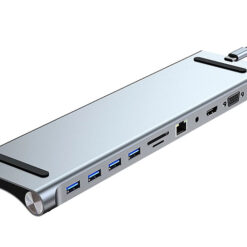 POWERTECH docking station BYL-2003, 11 θυρών, βάση laptop, USB-C, γκρι Docking Station Docking Station