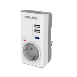 Philips CHP8010W/GRS Μονόπριζο ασφαλείας με 2xUSB +1x USB-C, 3680W, 380J HOME & GADGETS HOME & GADGETS