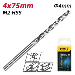 DELI σετ τρυπάνια DL16040G για μέταλλο, M2 HSS, 4x75mm, κυλινδρικό, 10τμχ Service & Εργαλεία Εργαλεία 2