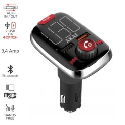 Akai FMT-74BT FM transmitter με Hands Free, φορτιστή αυτοκινήτου, Bluetooth, Aux-In / Out, micro SD, και 2 USB FM TRANSMITTERS FM TRANSMITTERS