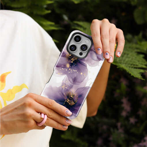 Θήκη iPhone για Όλα τα μοντέλα 3D Design Με Σχέδιο Lila flowers (Κωδ:1060) B2B - 4