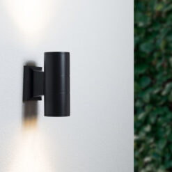 POWERTECH φωτιστικό τοίχου HLL-0190 για 2x GU10 λάμπες, μεταλλικό, IP65, μαύρο Σπίτι & Gadgets Μαύρο 2